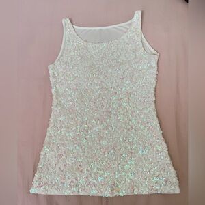Y2K White Iridescent Sequin Tank Top